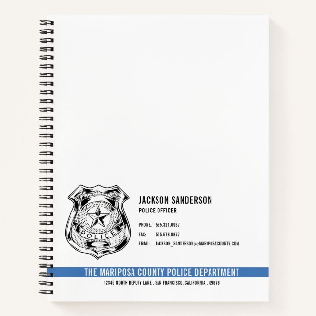 Cuaderno Custom Police Department Law Enforcement Logo (Anverso)