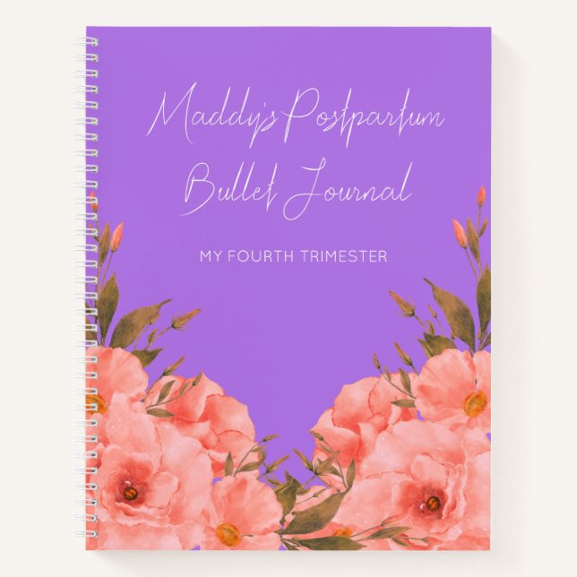 Cuaderno Custom Purple Floral Bullet Journal New Moms (Anverso)