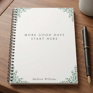 Cuaderno Custom Sage Green Botanical Self Care Quote Trendy