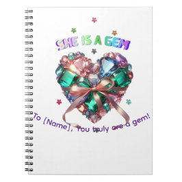Cuaderno Custom She Is A Gem Heart Gemstone Gift