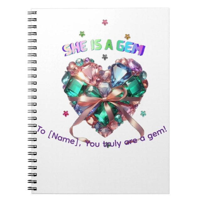 Cuaderno Custom She Is A Gem Heart Gemstone Gift (Frente)
