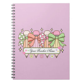 Cuaderno Custom Teacher Name Notebook | Cute Bow Teacher