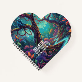 Cuaderno Custom Text Mystical Forest Wildlife Jaguar Monkey