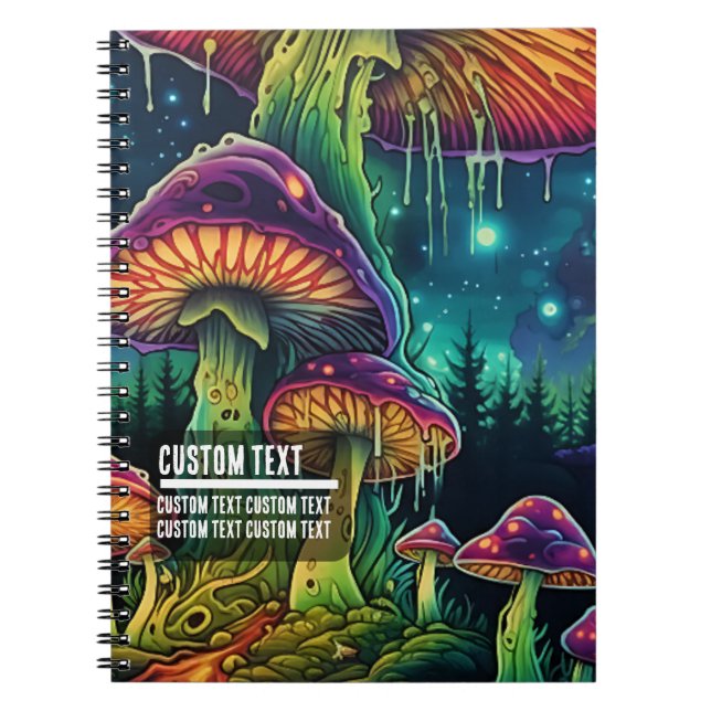 Cuaderno Custom Text Mystical Fungi Nightscape Vibrant (Frente)