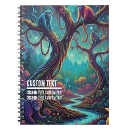 Cuaderno Custom Text Vibrant Jungle Monkeys Whimsical