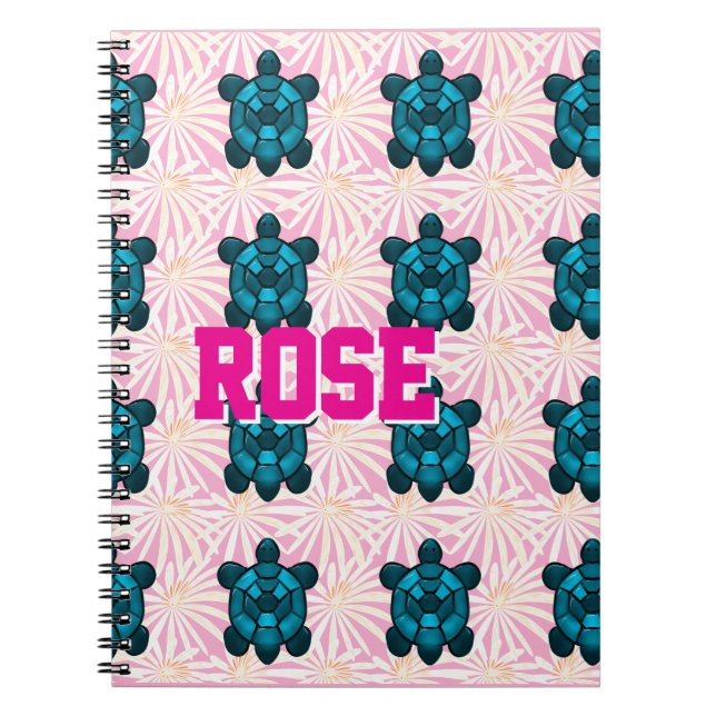 Cuaderno Custom Tropical Turtle Floral Pattern Seamless  (Frente)