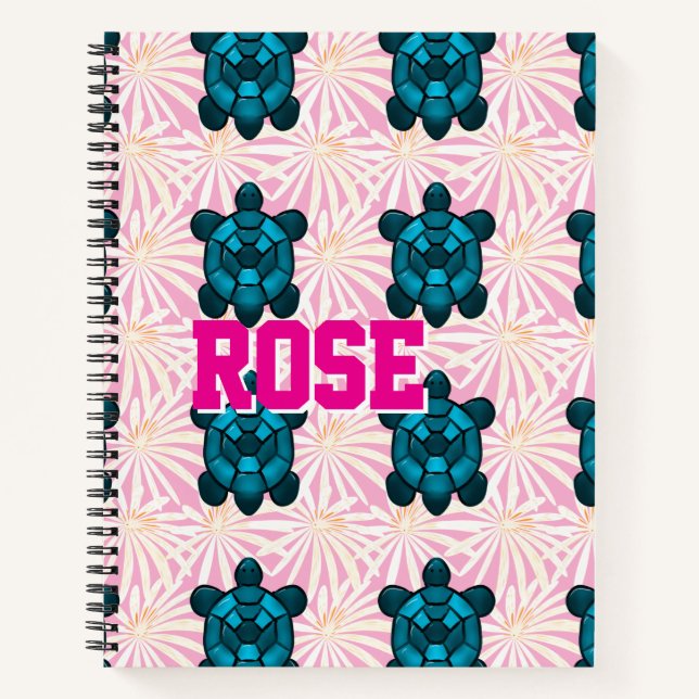 Cuaderno Custom Tropical Turtle Floral Pattern Seamless  (Anverso)