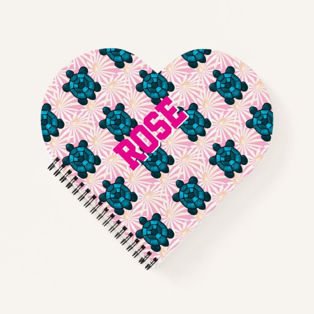 Cuaderno Custom Tropical Turtle Floral Pattern Seamless  (Anverso)