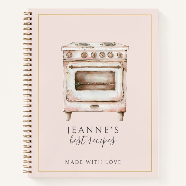 Cuaderno Custom Watercolor Cook's Kitchen Oven Recipe (Anverso)