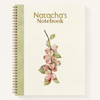 Cuaderno Custom watercolor floral pastel pink Green