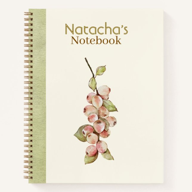 Cuaderno Custom watercolor floral pastel pink Green (Anverso)