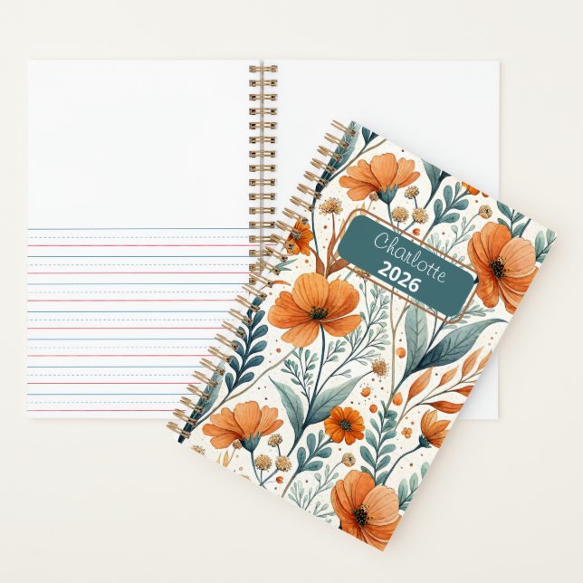 Cuaderno Custom Wildflower Botanical Boho Floral Watercolor (Interior)