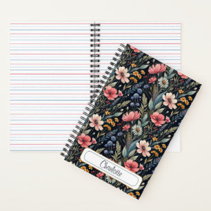 Cuaderno Custom Wildflowers Botanical Inspiration Black