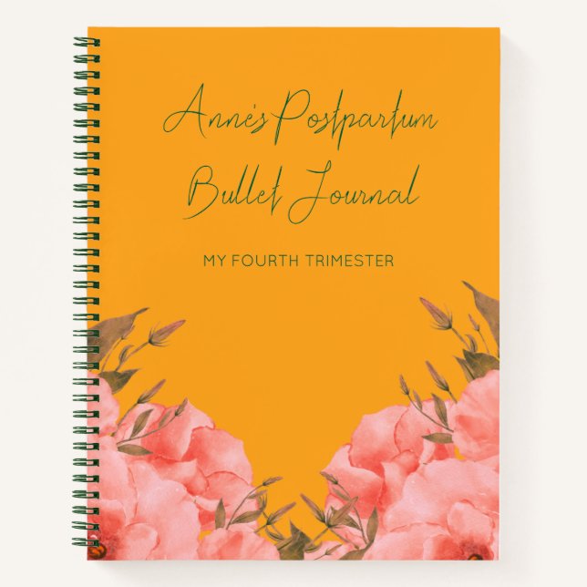 Cuaderno Custom Yellow Floral Bullet Journal New Moms (Anverso)