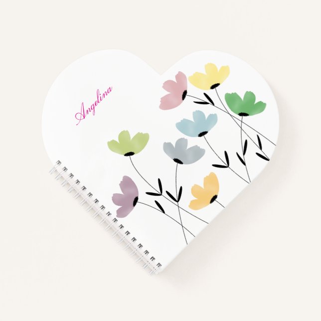Cuaderno custom your name & initial with wildflowers (Anverso)