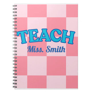 Cuaderno Customizable Blue and PinCheckered Teacher Planner