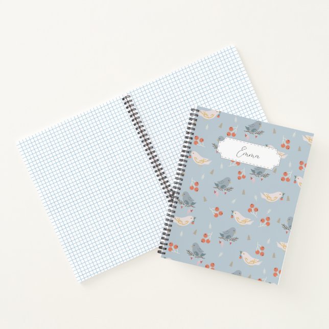 Cuaderno Customizable Christmas Birds Seamless Pattern (Interior)