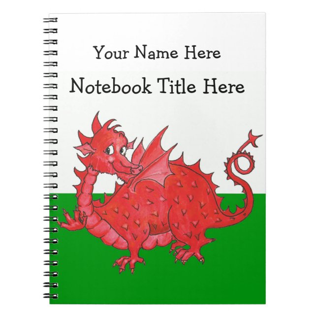 Cuaderno Customizable Cute Welsh Red Dragon Notebook (Frente)