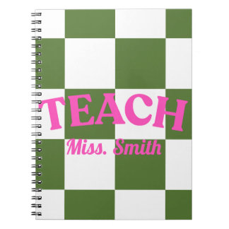 Cuaderno Customizable Green Checkered Teacher Notebook