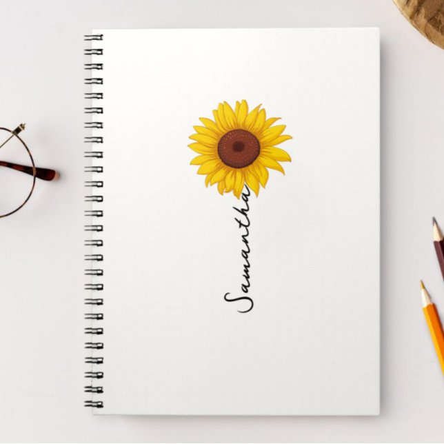 Cuaderno Customized minimal sunflower notebook, personalize (Subido por el creador)
