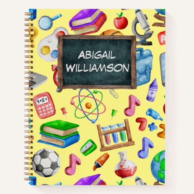 Cuaderno Cuta acuarela de vuelta a los suministros escolare (Anverso)