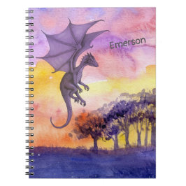 Cuaderno Cuta acuarela Púrpura Dragón volador mágico