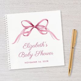 Cuaderno Cuta Coquette Bow Baby Shower Guest Book