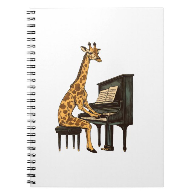 Cuaderno Cuta jirafa tocando piano jirafas música (Frente)