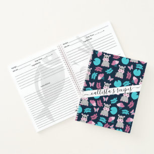 Cuaderno Cutáneo rosa Verde azulado Hippo Floral Mariposa L