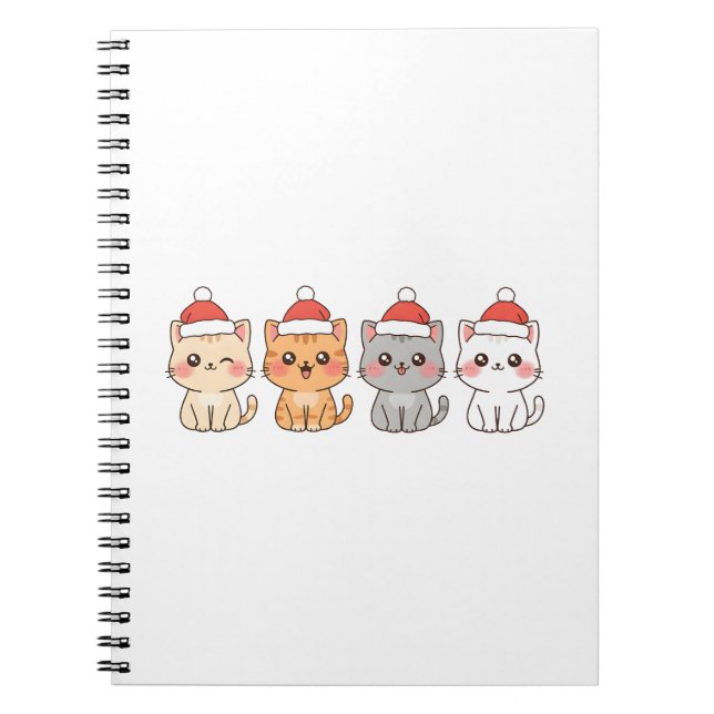 Cuaderno Cute 4 Kawaii Cats Christmas Design – Holiday Pet  (Frente)