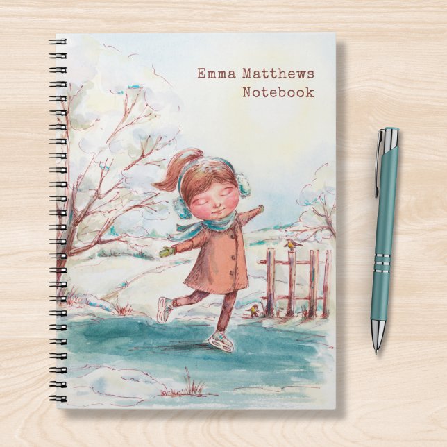 Cuaderno Cute acuarela Chica Patinaje sobre hielo Nombre pe (Subido por el creador)