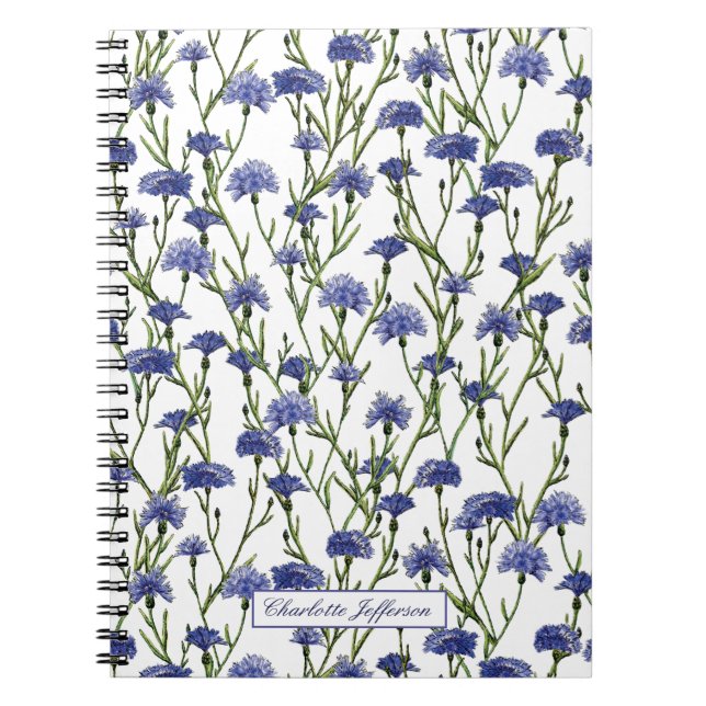 Cuaderno Cute acuarela Cornflowers Monogramado (Frente)
