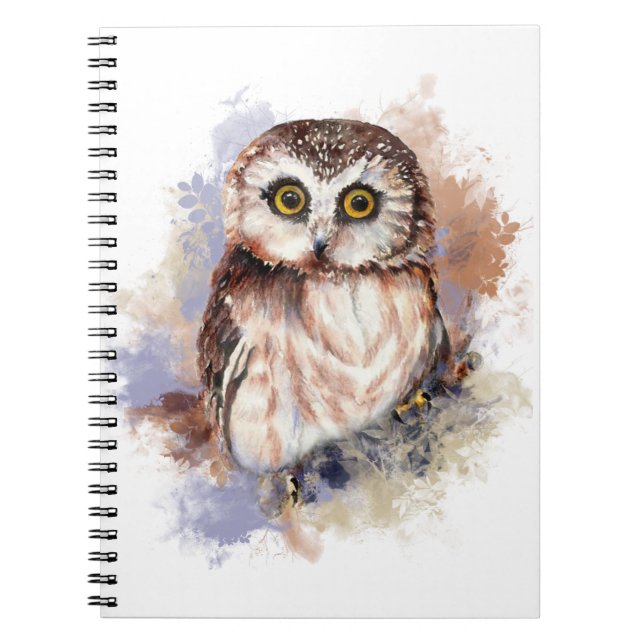 Cuaderno Cute acuarela Owl Bird Naturaleza art (Frente)