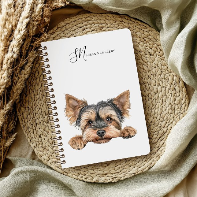 Cuaderno Cute acuarela Peeking Yorkie personalizado (Subido por el creador)