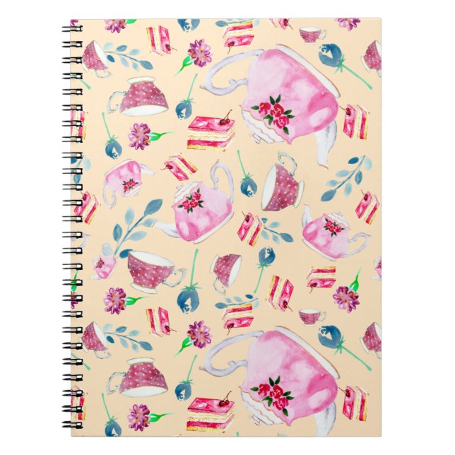 Cuaderno Cute acuarela por la tarde Tea Fiesta Florals Teap (Frente)