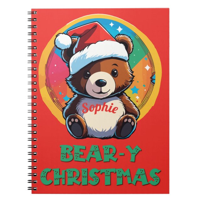 Cuaderno Cute Adorable Kawaii Chibi Oso Navidad (Frente)