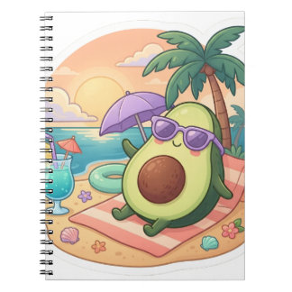 Cuaderno Cute Aguacate Relajado en la Playa Sticker de Vaca