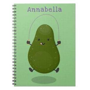 Cuaderno Cute aguacate salto cuerda personalizado ilustraci