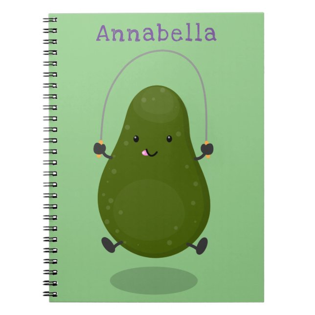 Cuaderno Cute aguacate salto cuerda personalizado ilustraci (Frente)