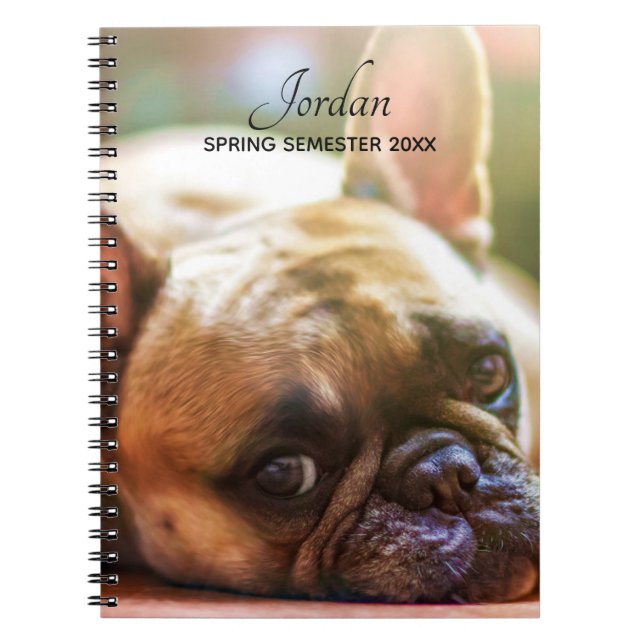 Cuaderno Cute Añadir tu nombre de fotos Bulldog francés (Frente)