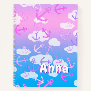 Cuaderno Cute Anchores Y Nubes Colores De Sueño Nombre Per