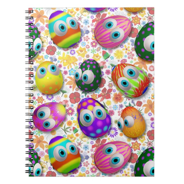 Cuaderno Cute and Funny Easter Eggs Cartoon (Frente)