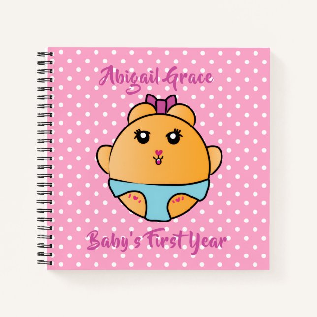 Cuaderno Cute Animal Cartoon Girl Baby Journaling Pink (Anverso)