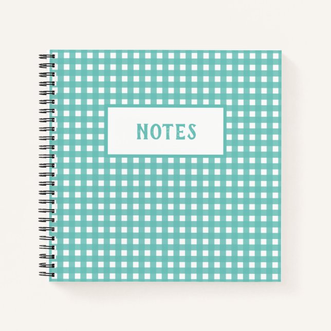 Cuaderno Cute Aqua Green y White Plaid Everyday Notebook (Anverso)