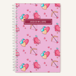 Cuaderno Cute Arco de Cupido y Patrón de Corazón de Flecha 
