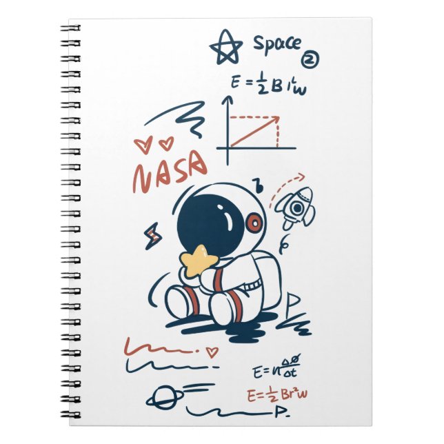 Cuaderno Cute Astronaut Space Cartoon Spiral Notebook (Frente)