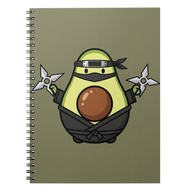 Cuaderno Cute Avocado Ninja Shuriken Warrior Illustration (Frente)