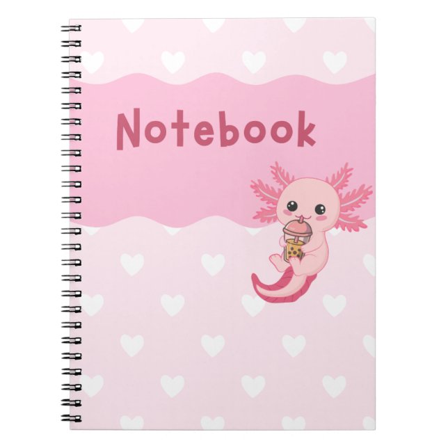 Cuaderno Cute Axolotl Beber Té portátil (Frente)