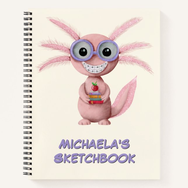 Cuaderno Cute Axolotl de Dibujos Animados Personalizado  (Anverso)