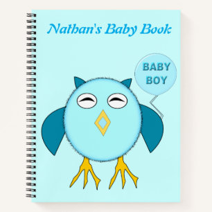 Cuaderno Cute azul bebé Personalizado Búho Búho Búho